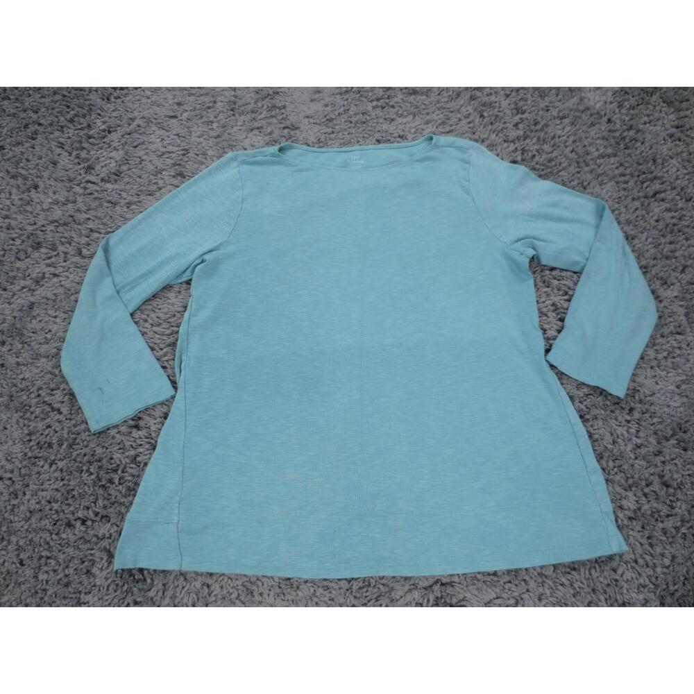 J. Jill Top Womens XL Aqua Blue 100% Pima Cotton Boat Neck Tunic *Flaws